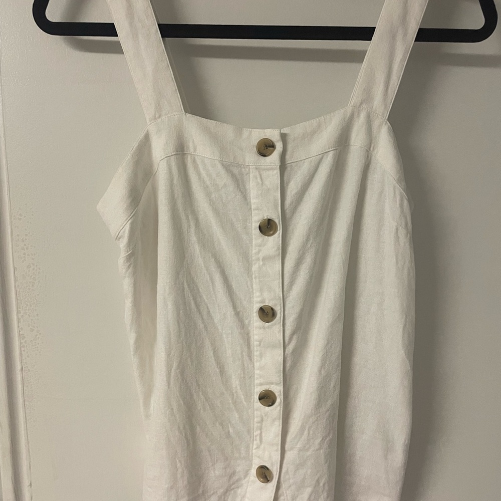 J crew factory xxs white linen tank with buttons down the front